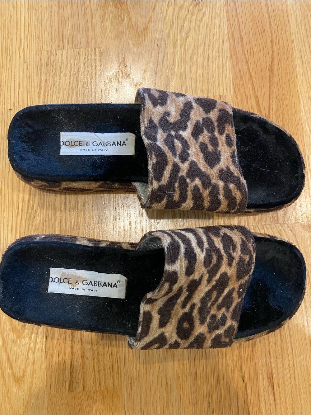 Dolce & Gabbana Leopard Slide Sandals - Black & Brown